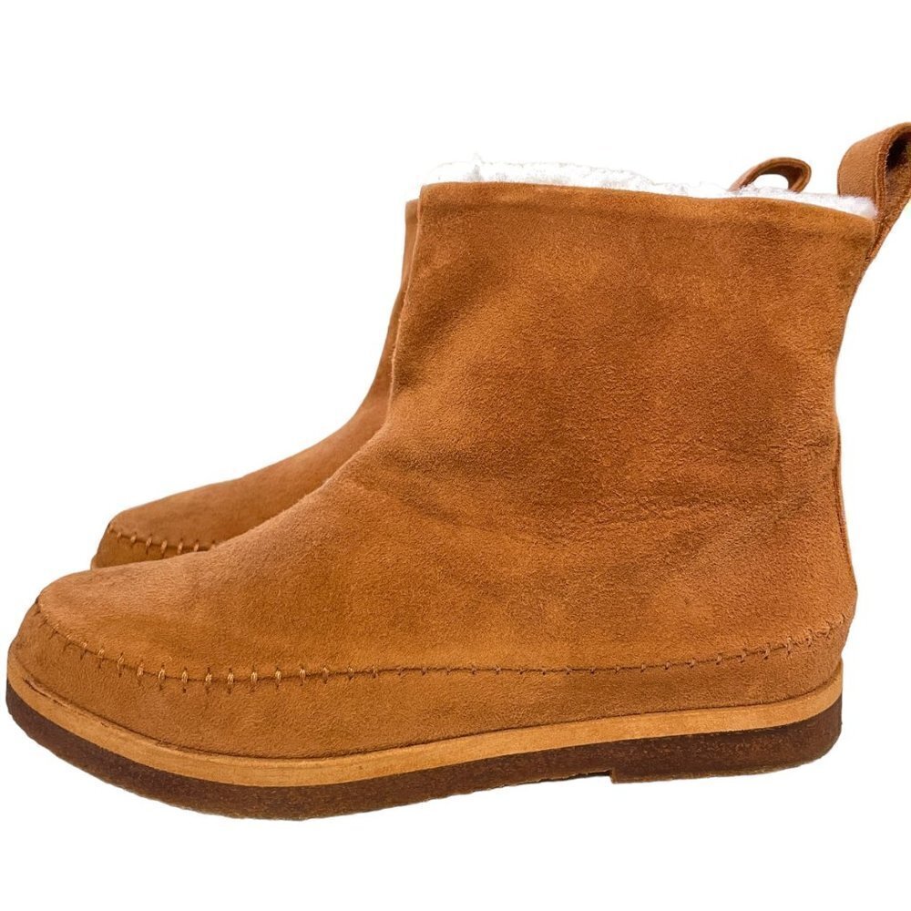 Jenni Kayne Suede Moc Shearling Lined Slip On Ankle Snow Boots Brown Size 36